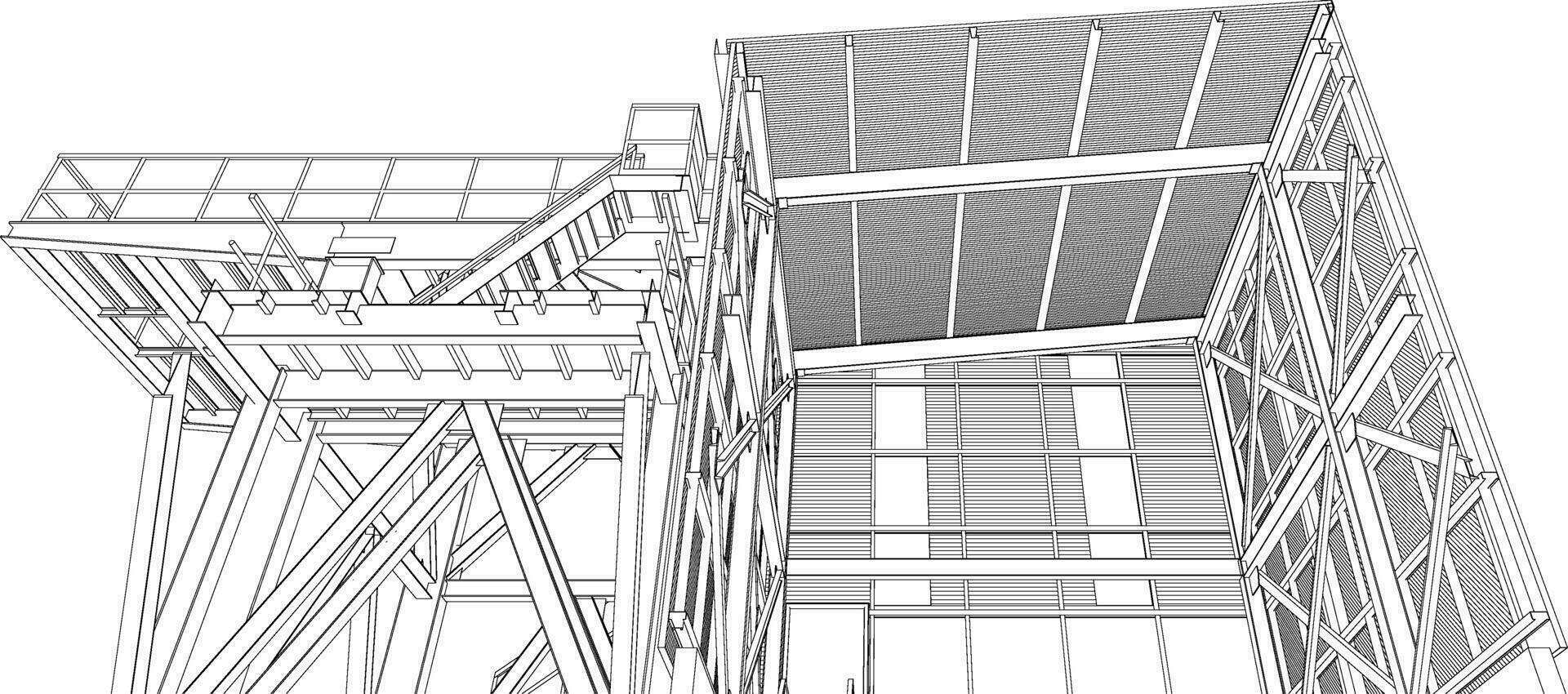 3d ilustración de industrial edificio vector