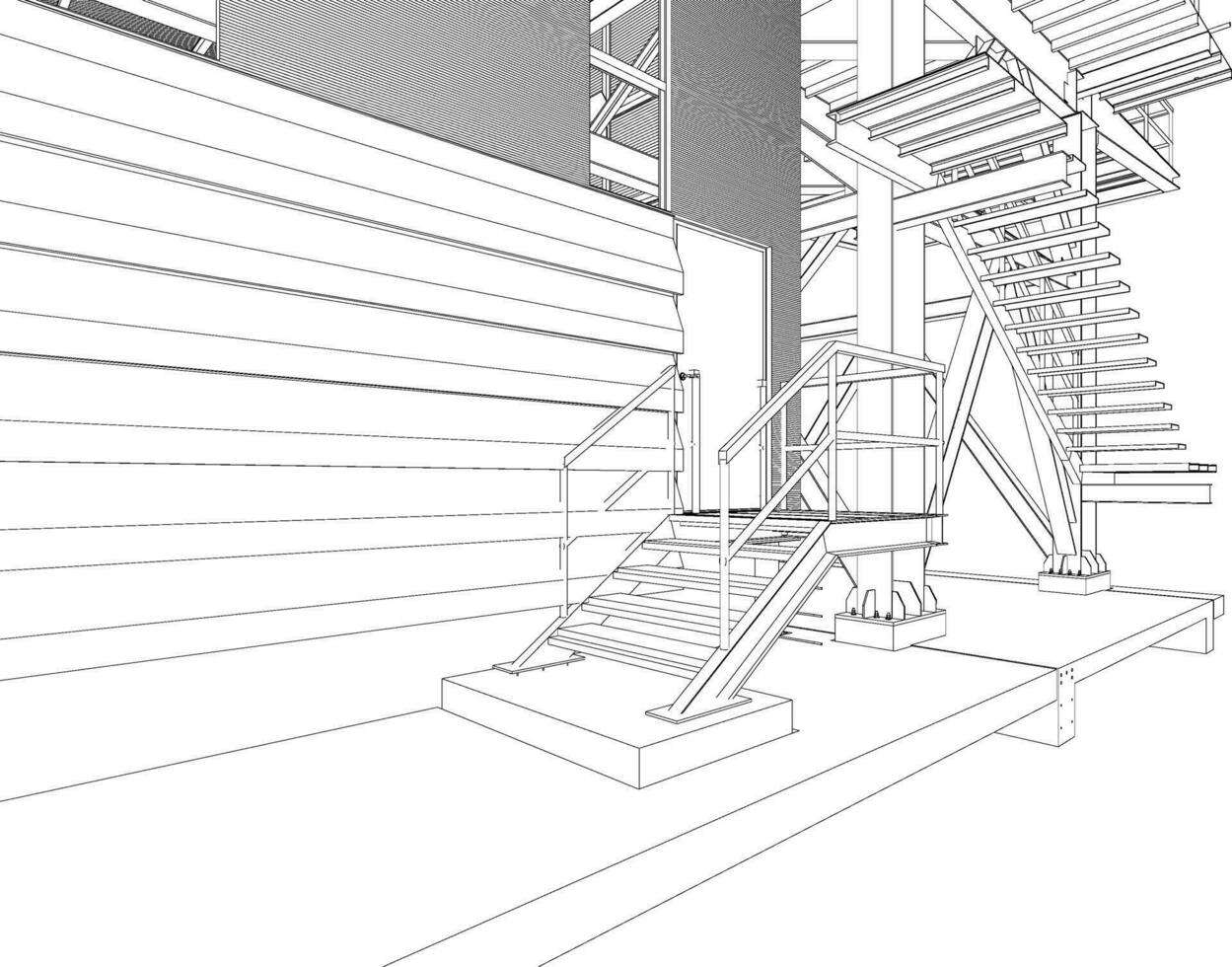 3d ilustración de industrial edificio vector