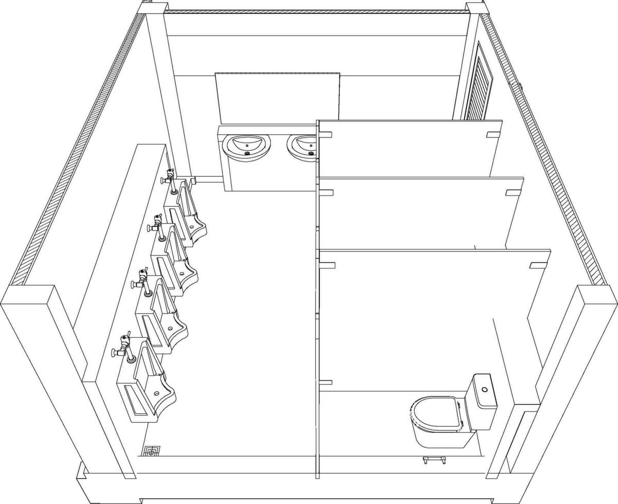 3d ilustración de modular baño vector