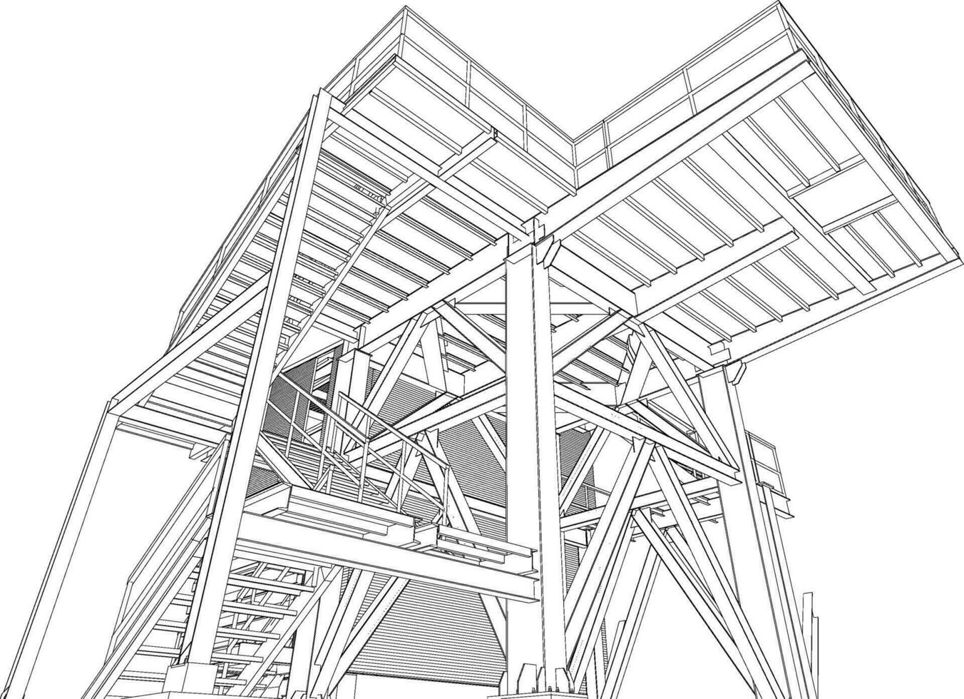 3d ilustración de industrial edificio vector