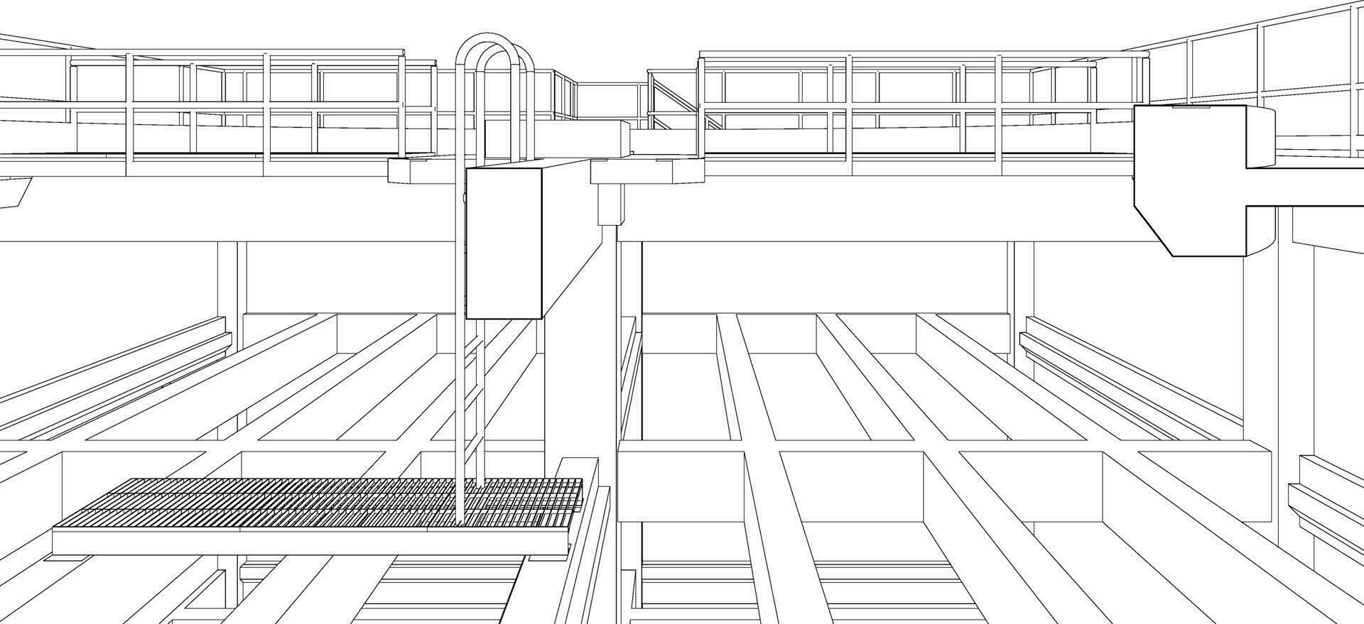 3d ilustración de industrial edificio vector