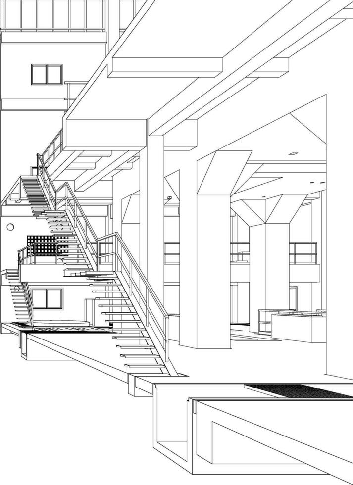 3d ilustración de industrial edificio vector