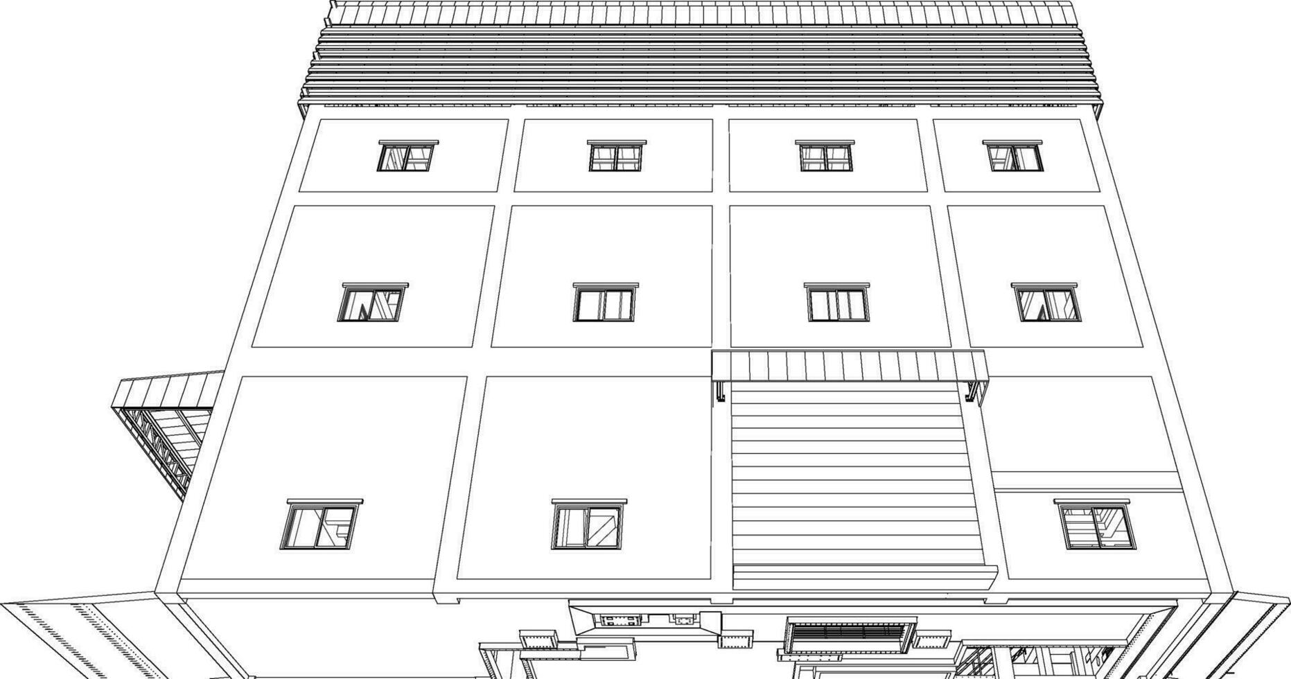 3d ilustración de industrial edificio vector