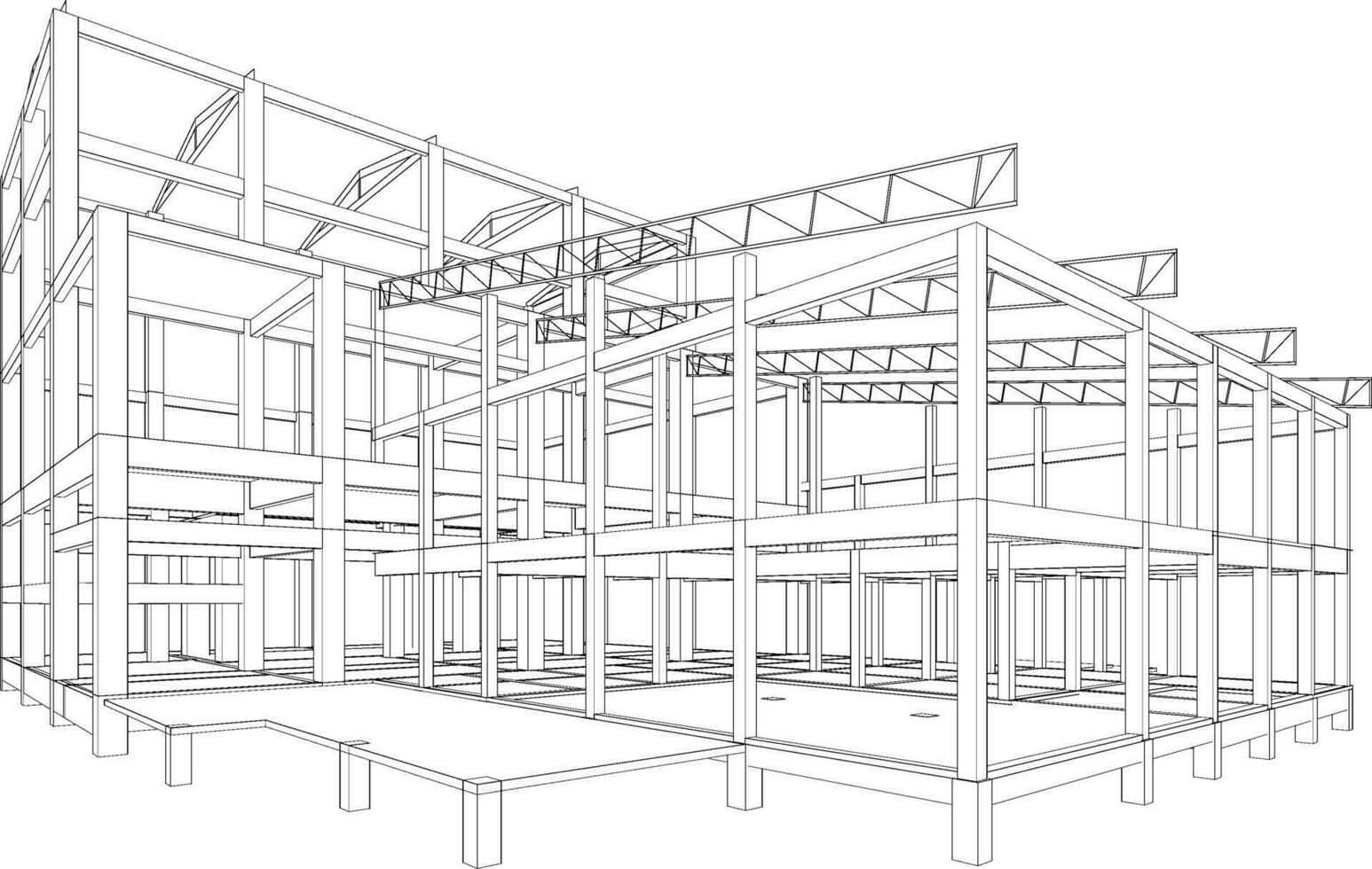 3D illustration of building structure vector