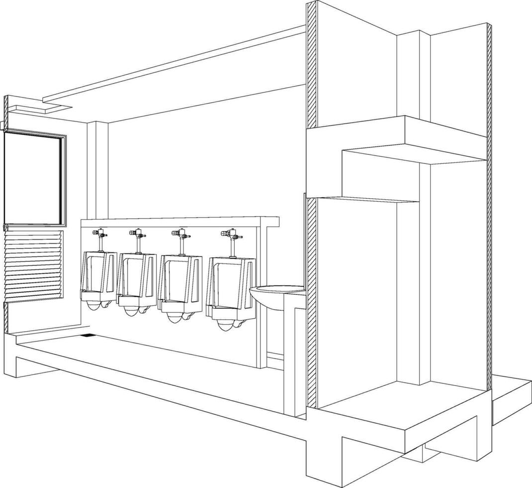 3D illustration of toilet and bathroom vector