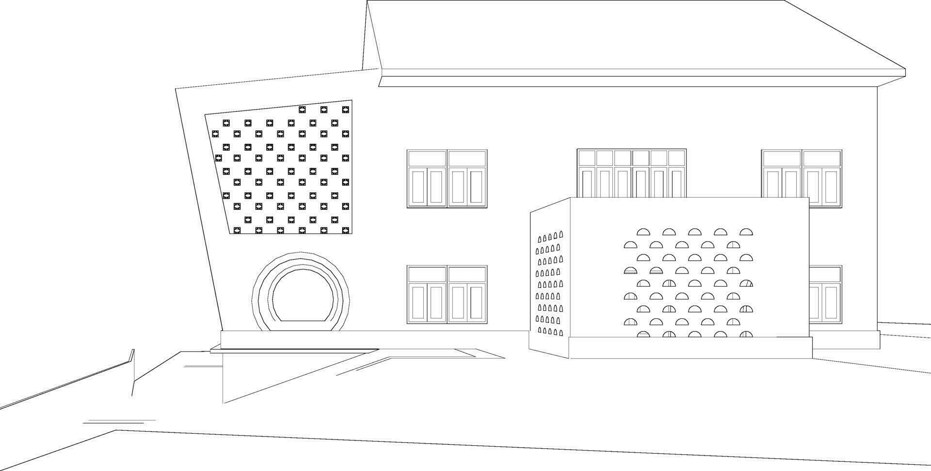 3D illustration of building project vector