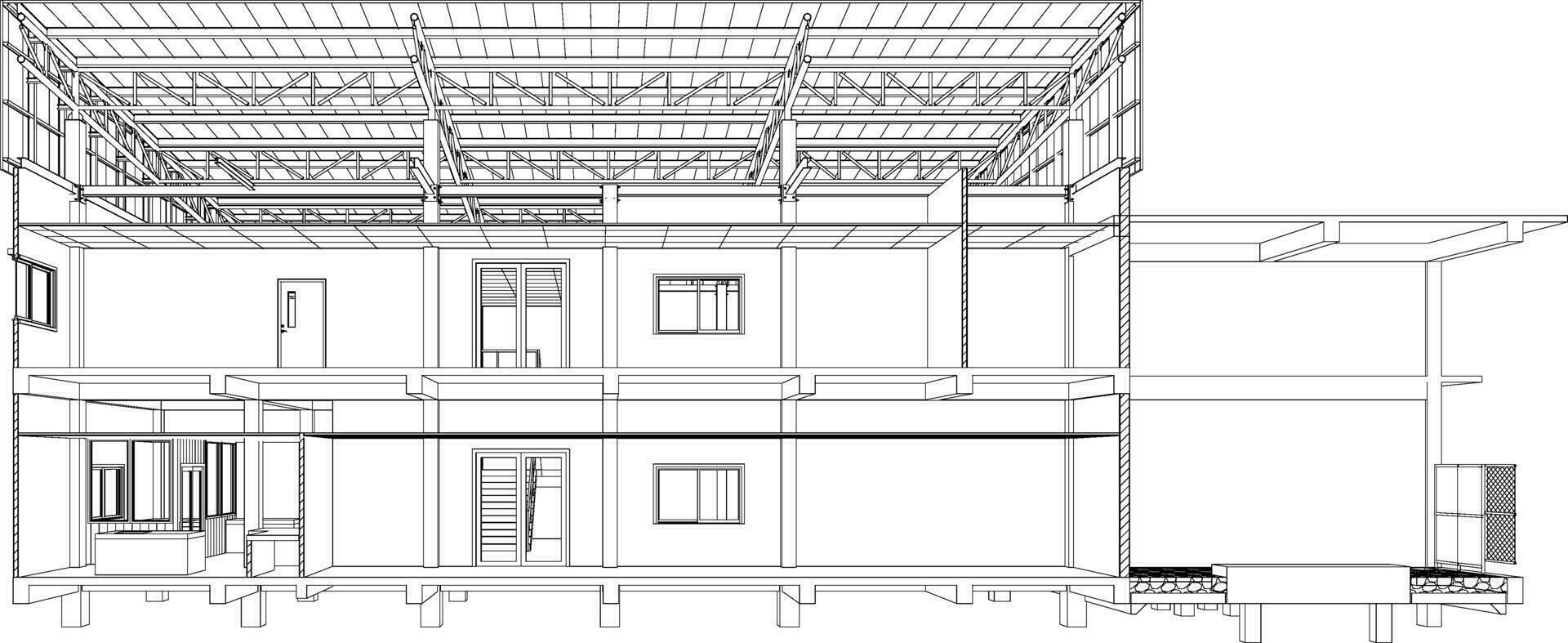 3d ilustración de industrial edificio vector