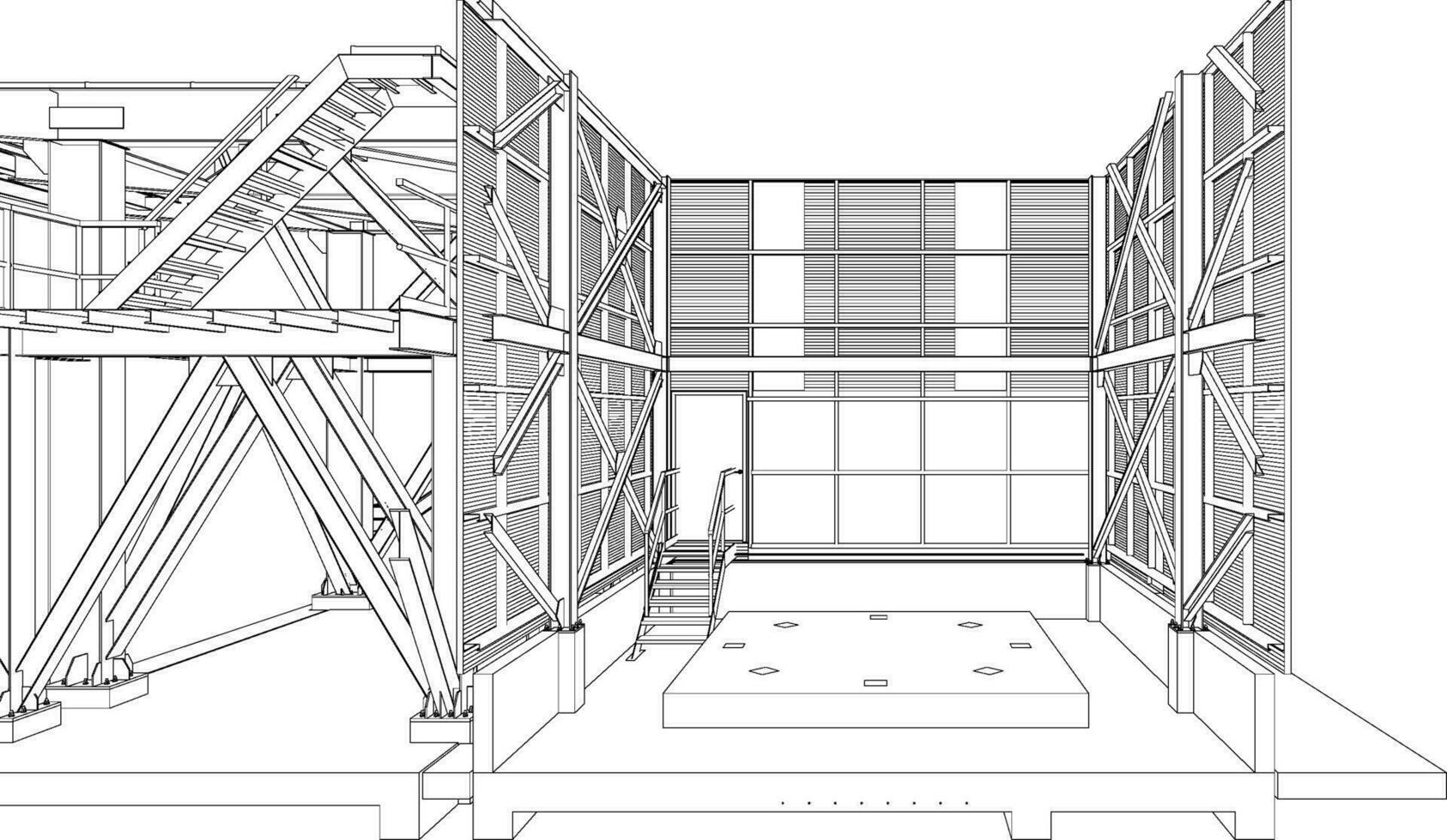 3d ilustración de industrial edificio vector