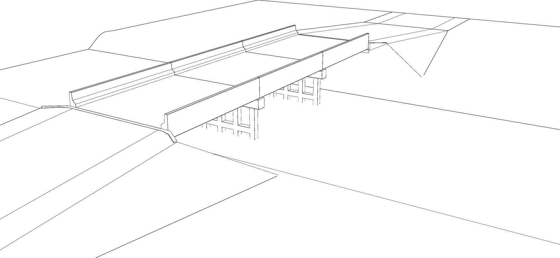 3D illustration of pedestrian bridge in concept vector