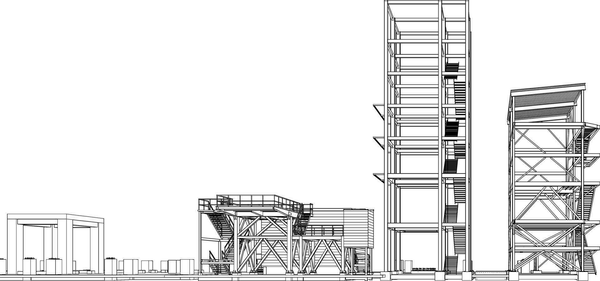 3D illustration of industrial building vector