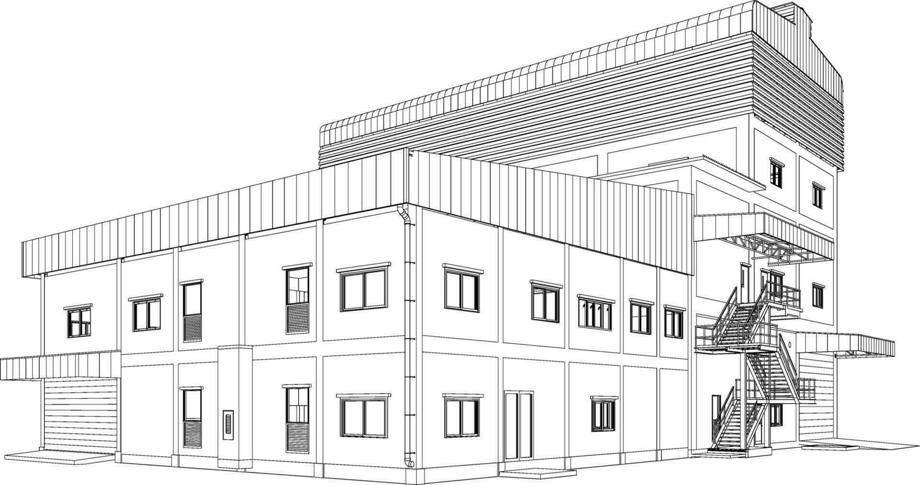 3d ilustración de industrial edificio vector