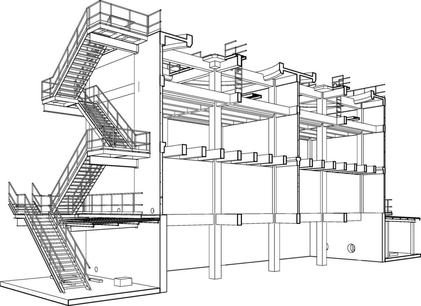 3d ilustración de industrial edificio vector