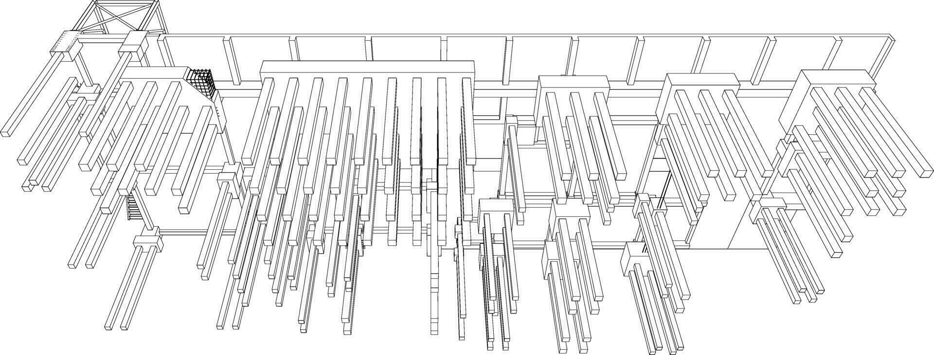 3D illustration of building structure vector