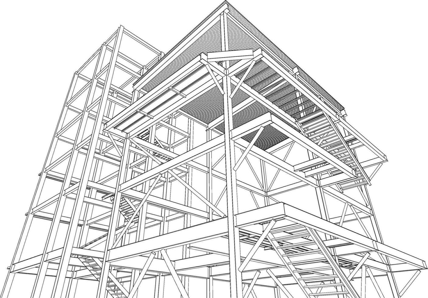 3D illustration of building structure vector