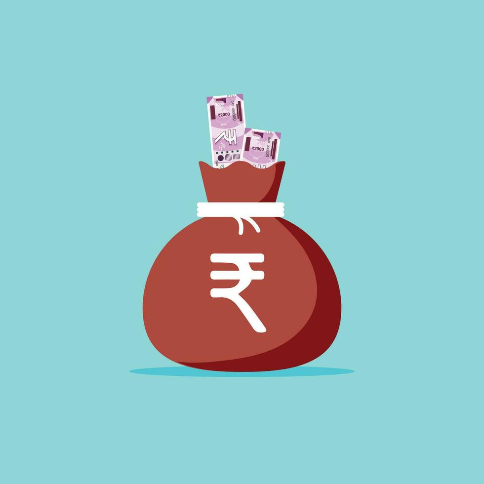 Indian rupee bag vector