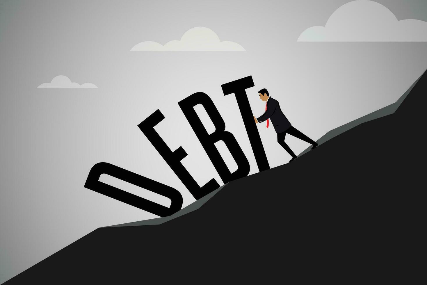Pushing debt on the mountain vector