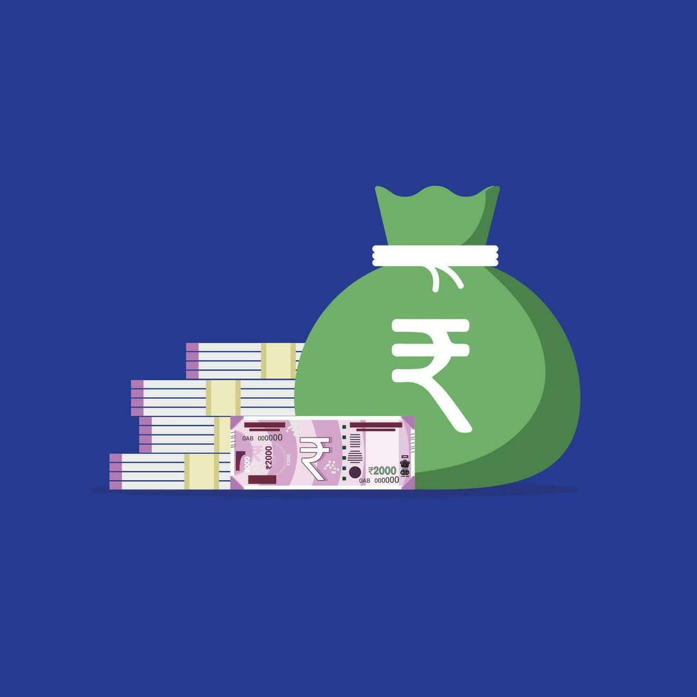 Indian rupee bag vector