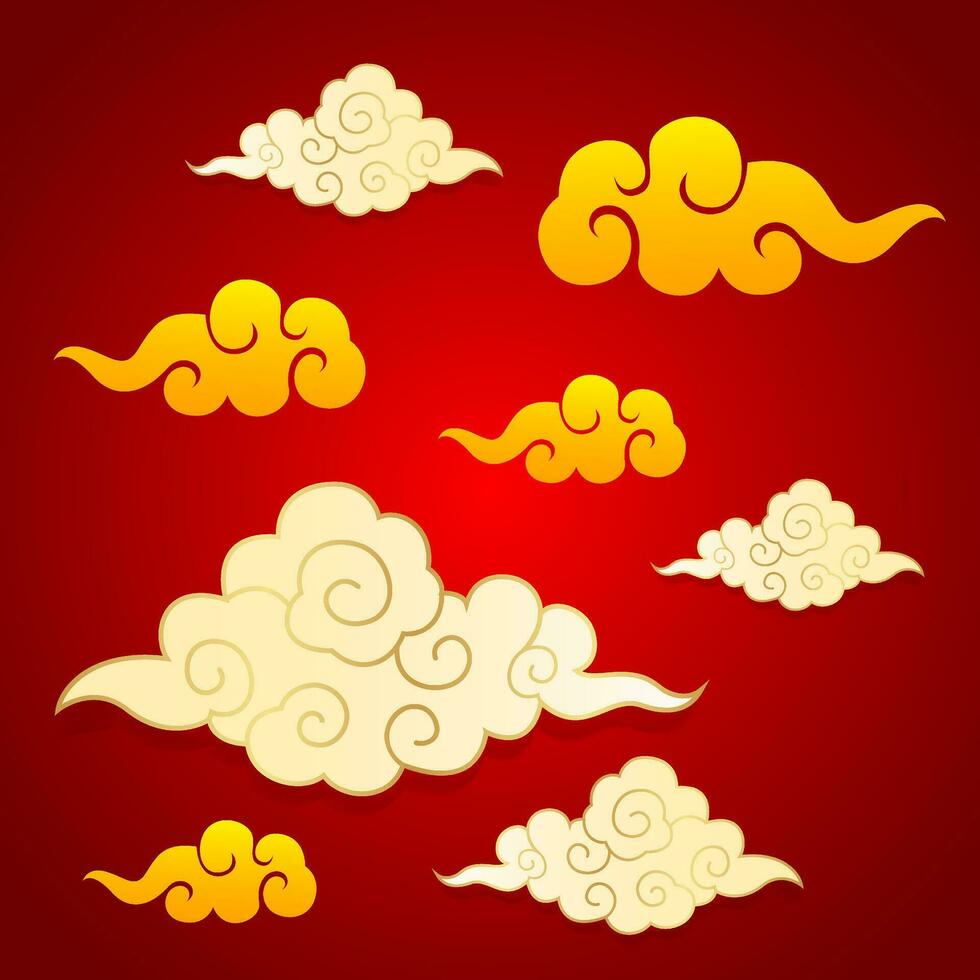 collection of cloud chinese vector. Pack of cloud design vector