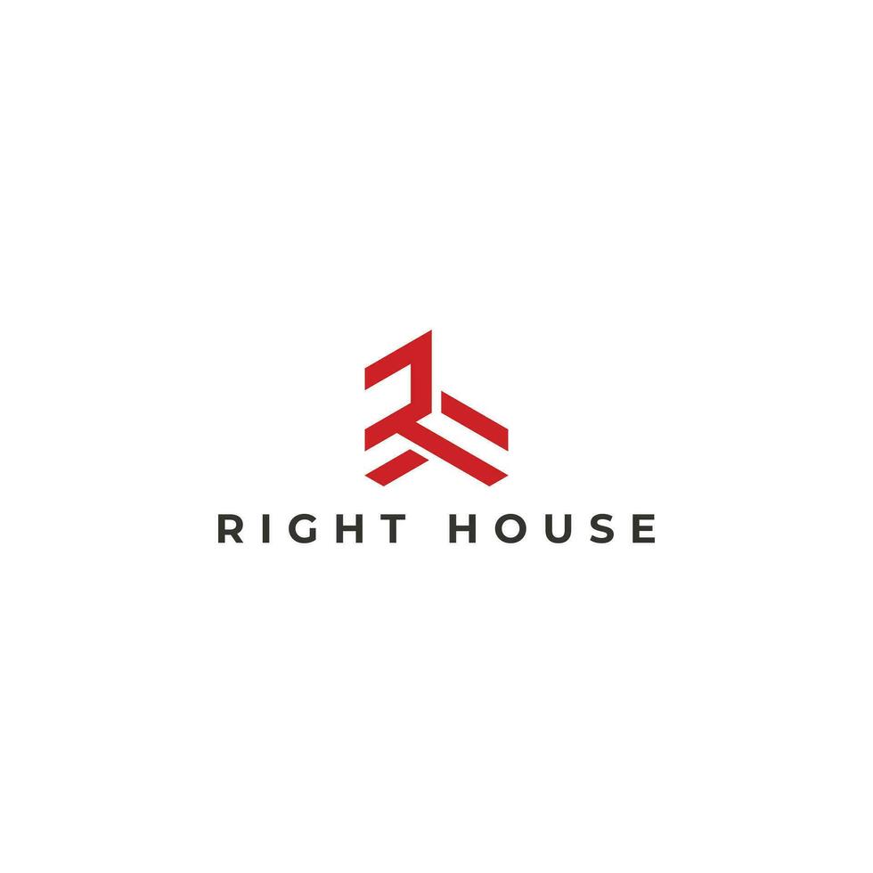 Abstract Letter R and H Logo with Home Symbol Icon vector in red color isolated on a white background applied for real estate logo design inspiration template