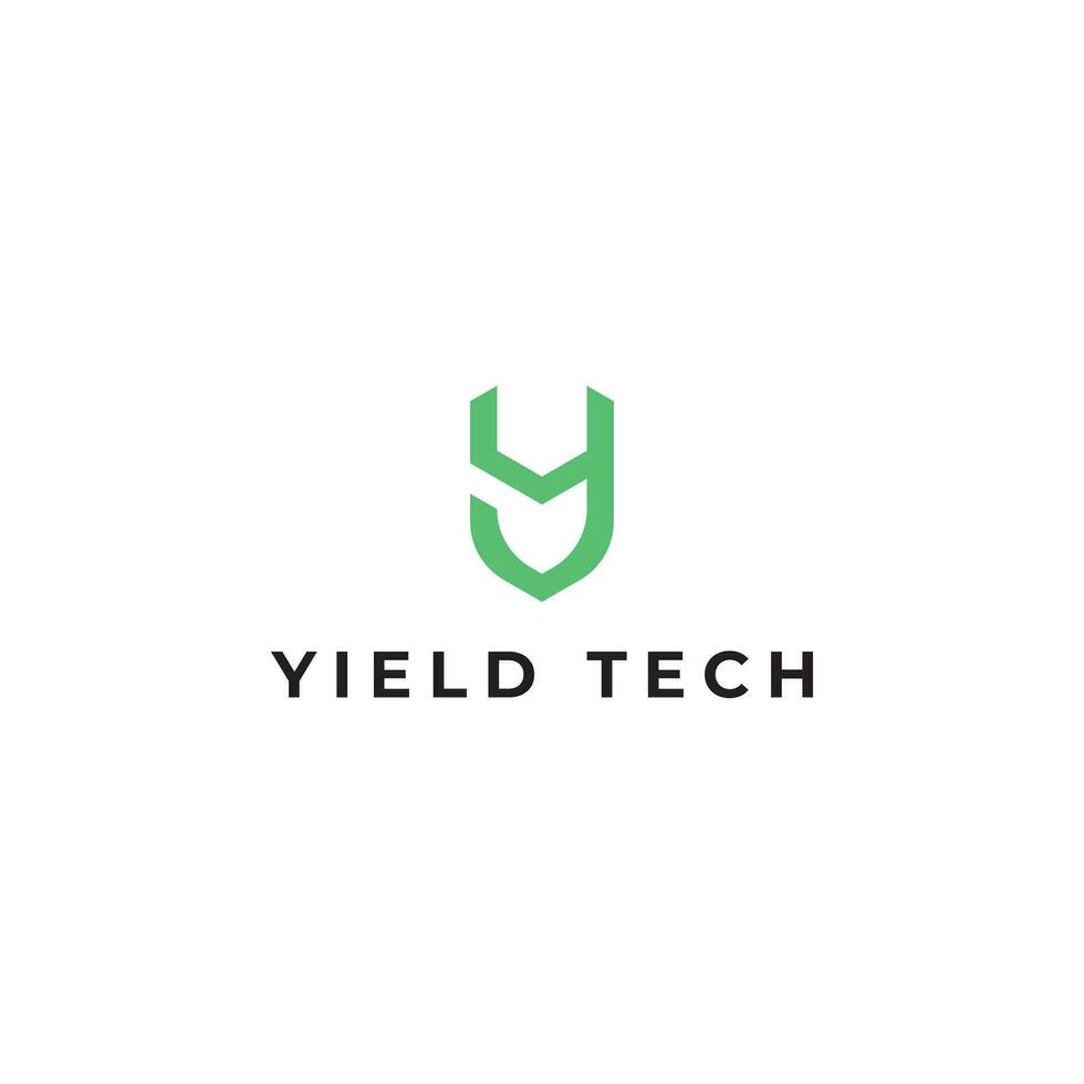 Abstract Letter Y shield logo icon design template elements in green color isolated on a white background applied for technology logo also suitable for the brands or companies that have initial name Y vector