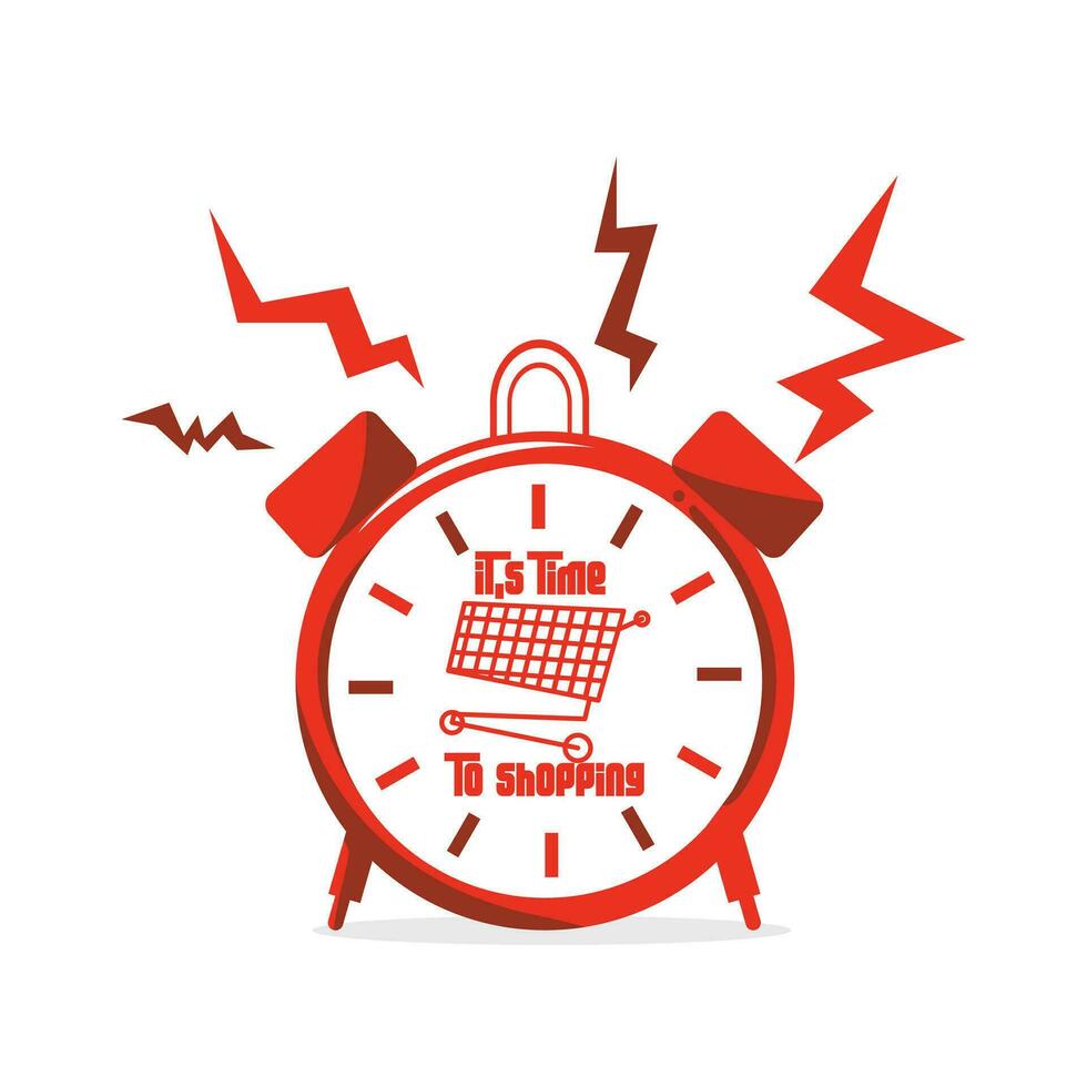 clock illustration with trolley illustration. flash sale symbol vector