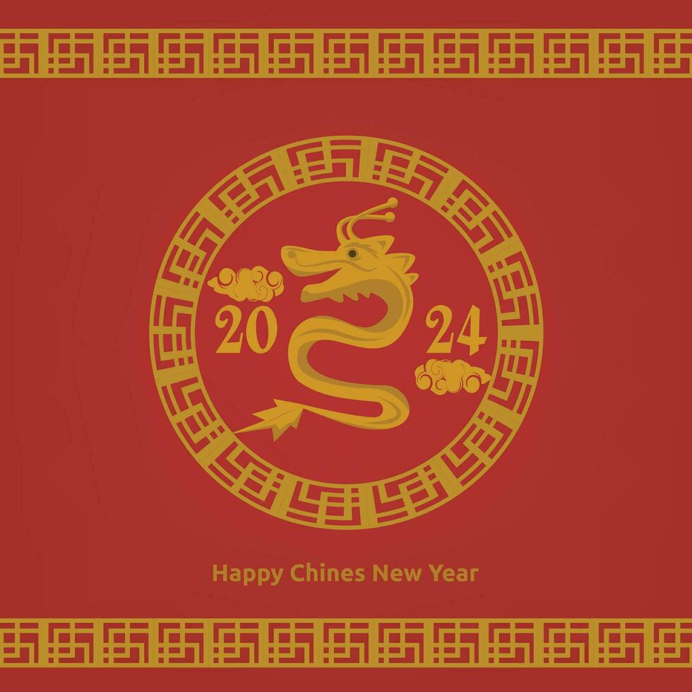 Chinese New Year 2024 banner template on red color background vector