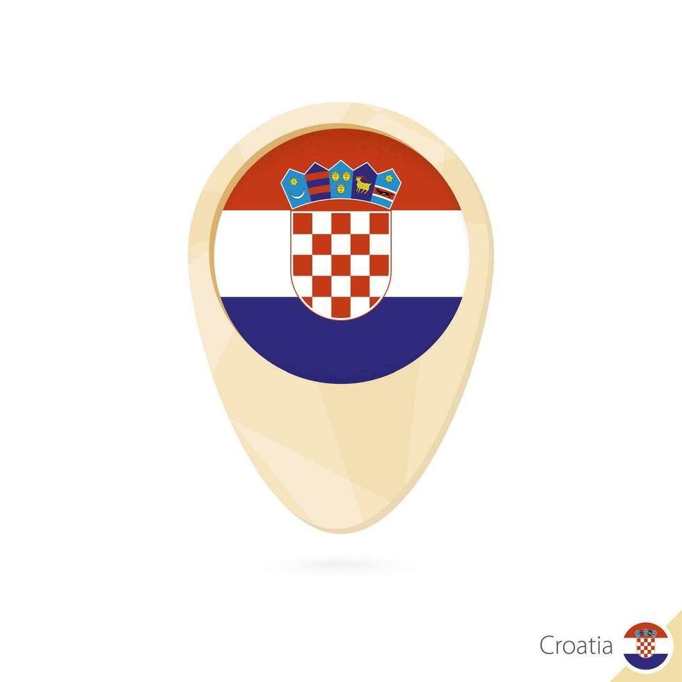 Map pointer with flag of Croatia. Orange abstract map icon. vector