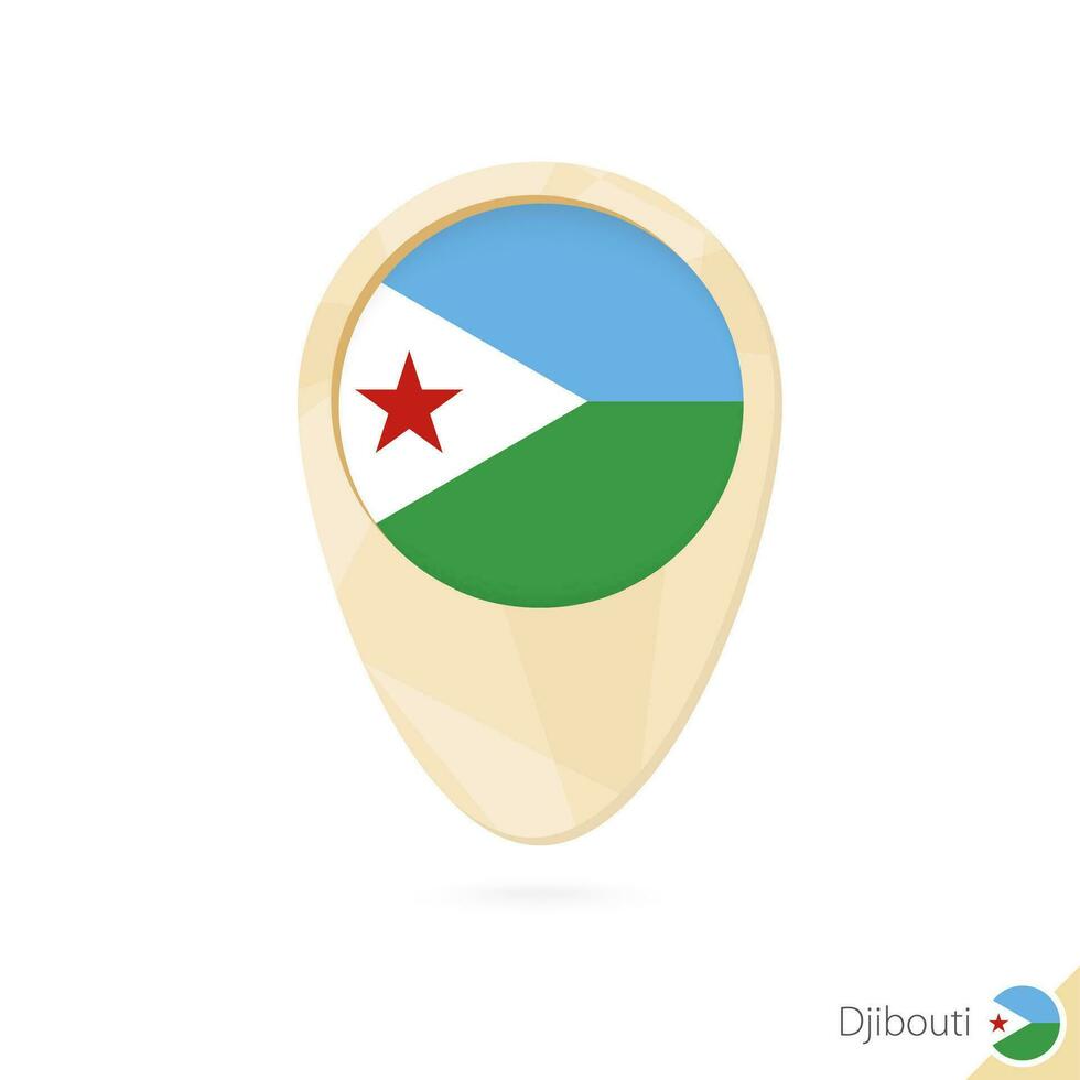 Map pointer with flag of Djibouti. Orange abstract map icon. vector