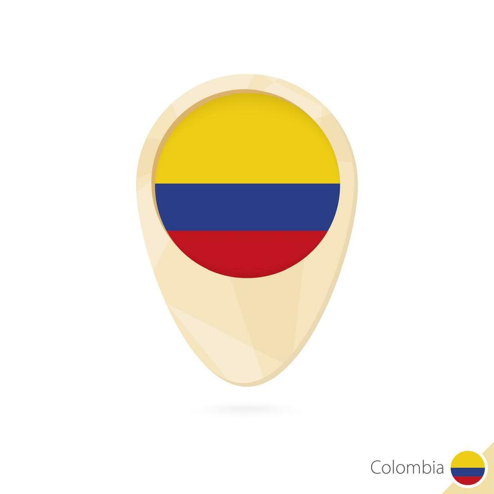 Map pointer with flag of Colombia. Orange abstract map icon. vector