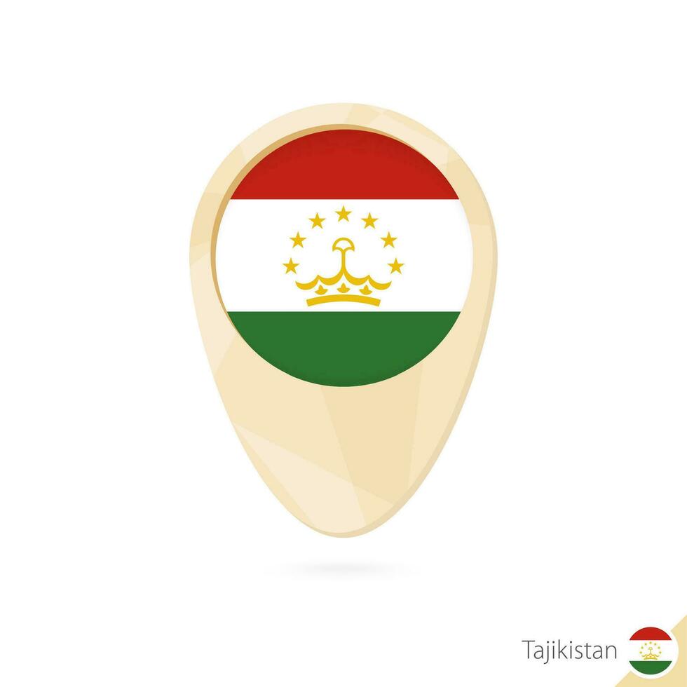 Map pointer with flag of Tajikistan. Orange abstract map icon. vector