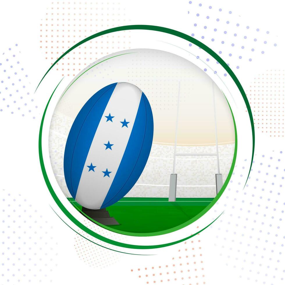 Flag of Honduras on rugby ball. Round rugby icon with flag of Honduras. vector