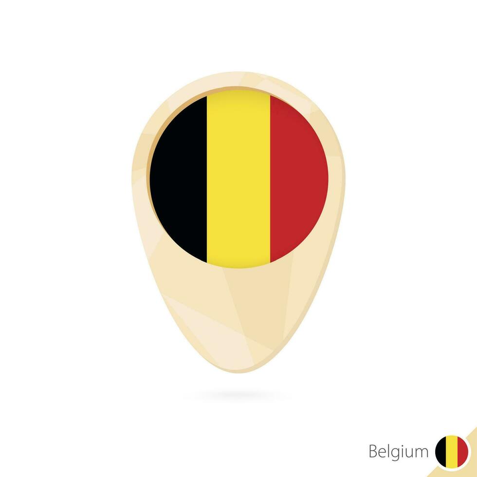 Map pointer with flag of Belgium. Orange abstract map icon. vector