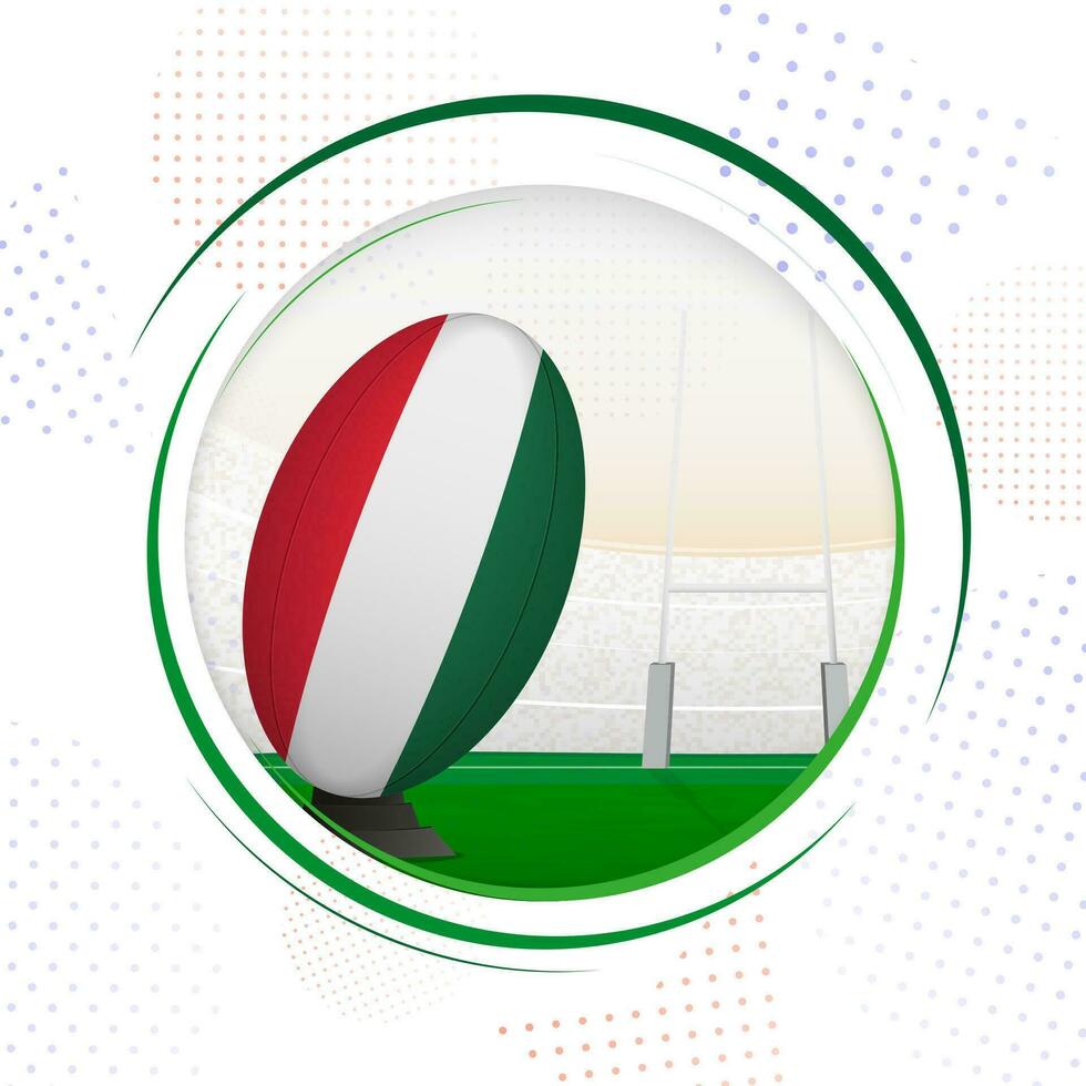 Flag of Hungary on rugby ball. Round rugby icon with flag of Hungary. vector