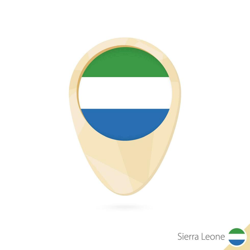 Map pointer with flag of Sierra Leone. Orange abstract map icon. vector