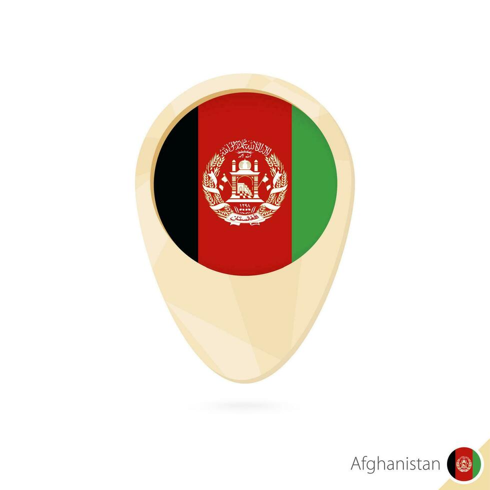 Map pointer with flag of Afghanistan. Orange abstract map icon. vector