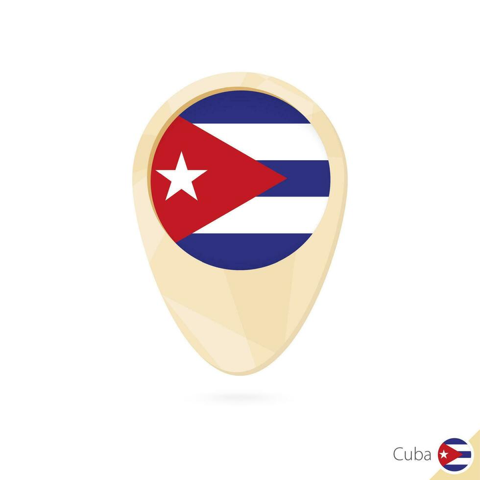 mapa puntero con bandera de Cuba. naranja resumen mapa icono. vector