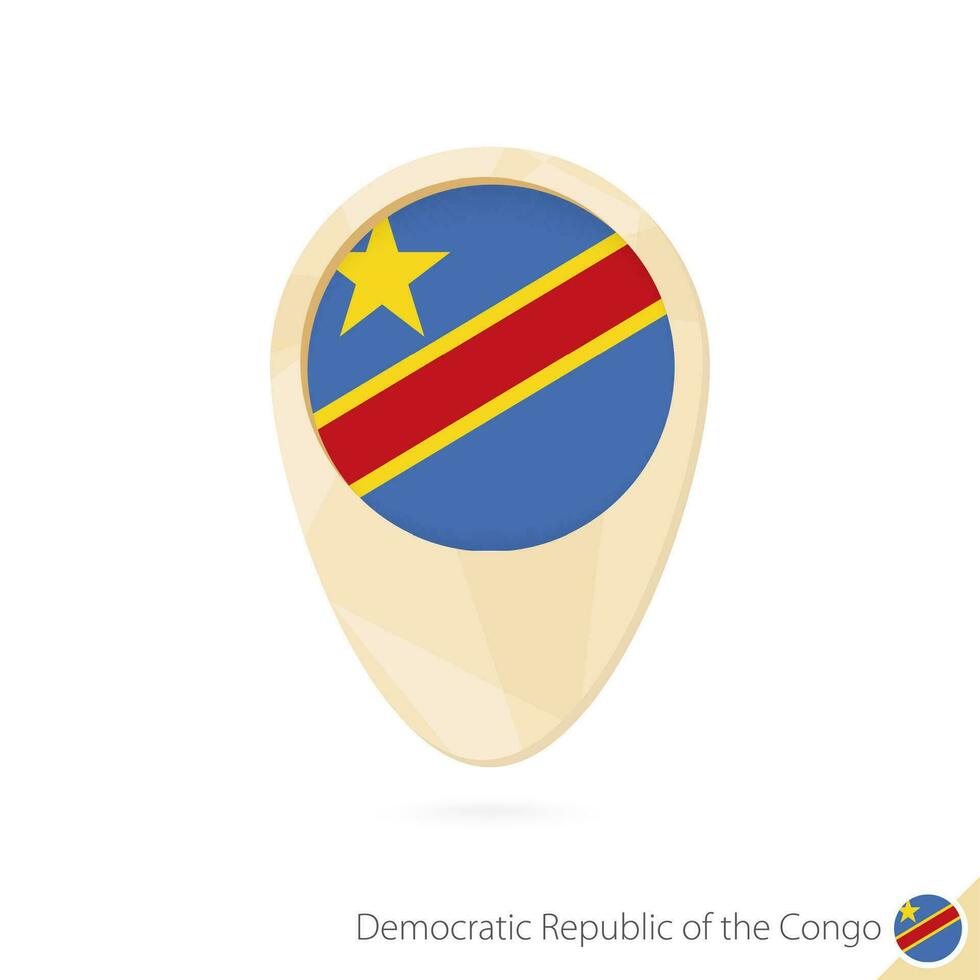 Map pointer with flag of Democratic Republic of the Congo. Orange abstract map icon. vector