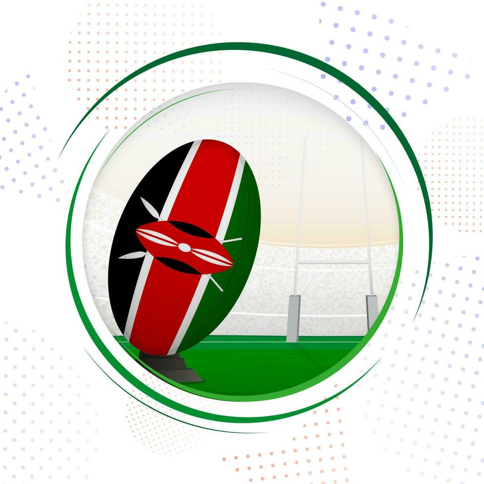 bandera de Kenia en rugby pelota. redondo rugby icono con bandera de Kenia. vector