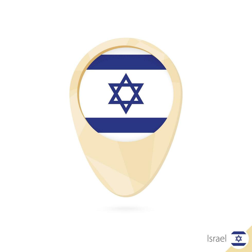 Map pointer with flag of Israel. Orange abstract map icon. vector