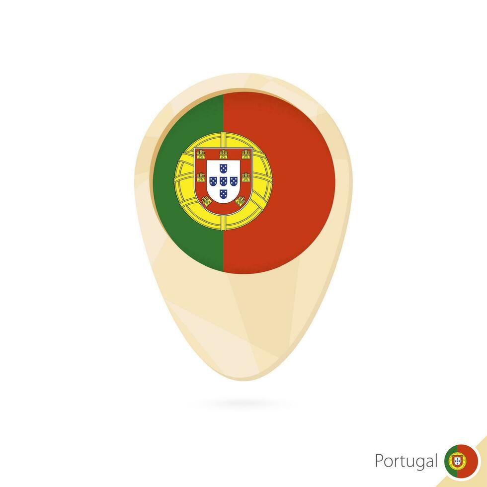 Map pointer with flag of Portugal. Orange abstract map icon. vector