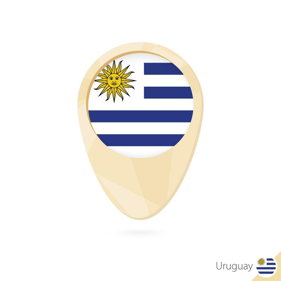 mapa puntero con bandera de Uruguay. naranja resumen mapa icono. vector