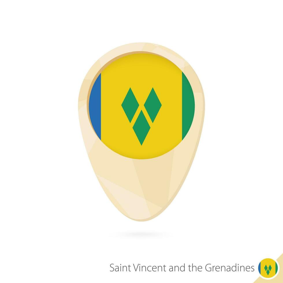 Map pointer with flag of Saint Vincent and the Grenadines. Orange abstract map icon. vector