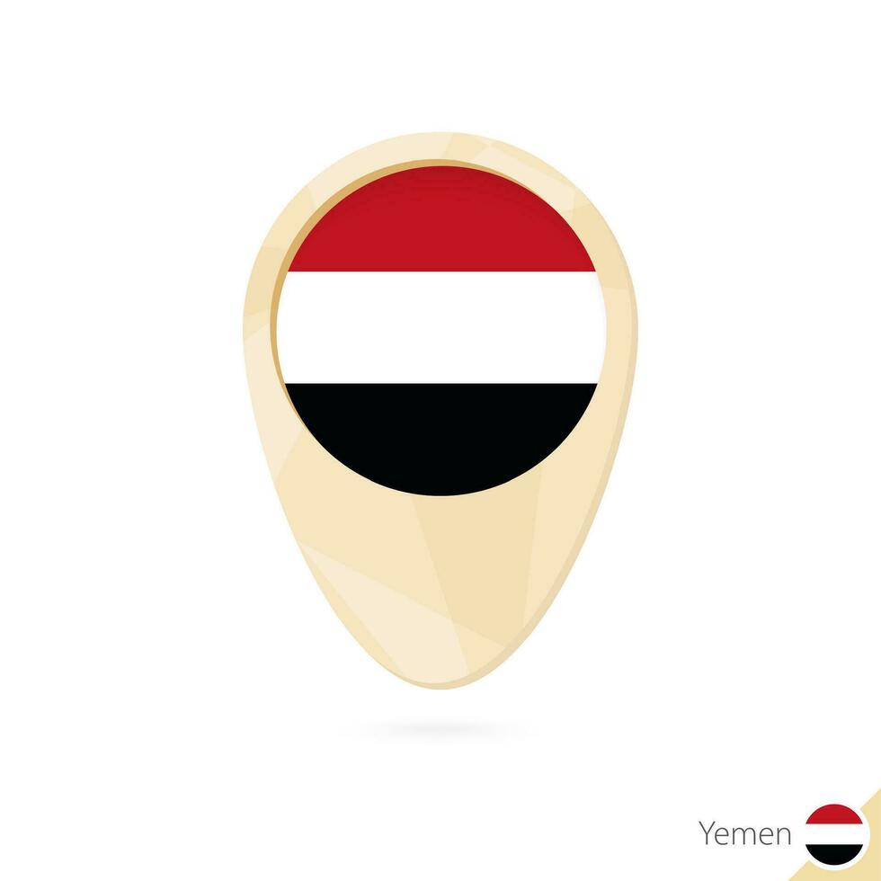 Map pointer with flag of Yemen. Orange abstract map icon. vector