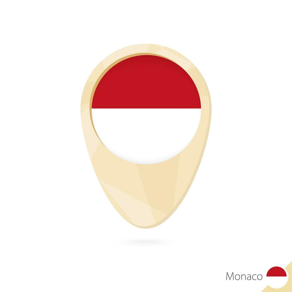 Map pointer with flag of Monaco. Orange abstract map icon. vector