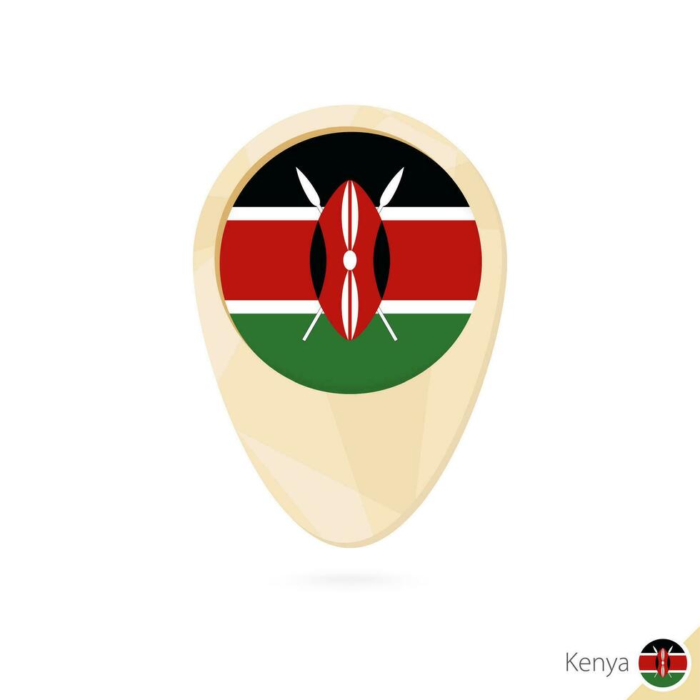 Map pointer with flag of Kenya. Orange abstract map icon. vector