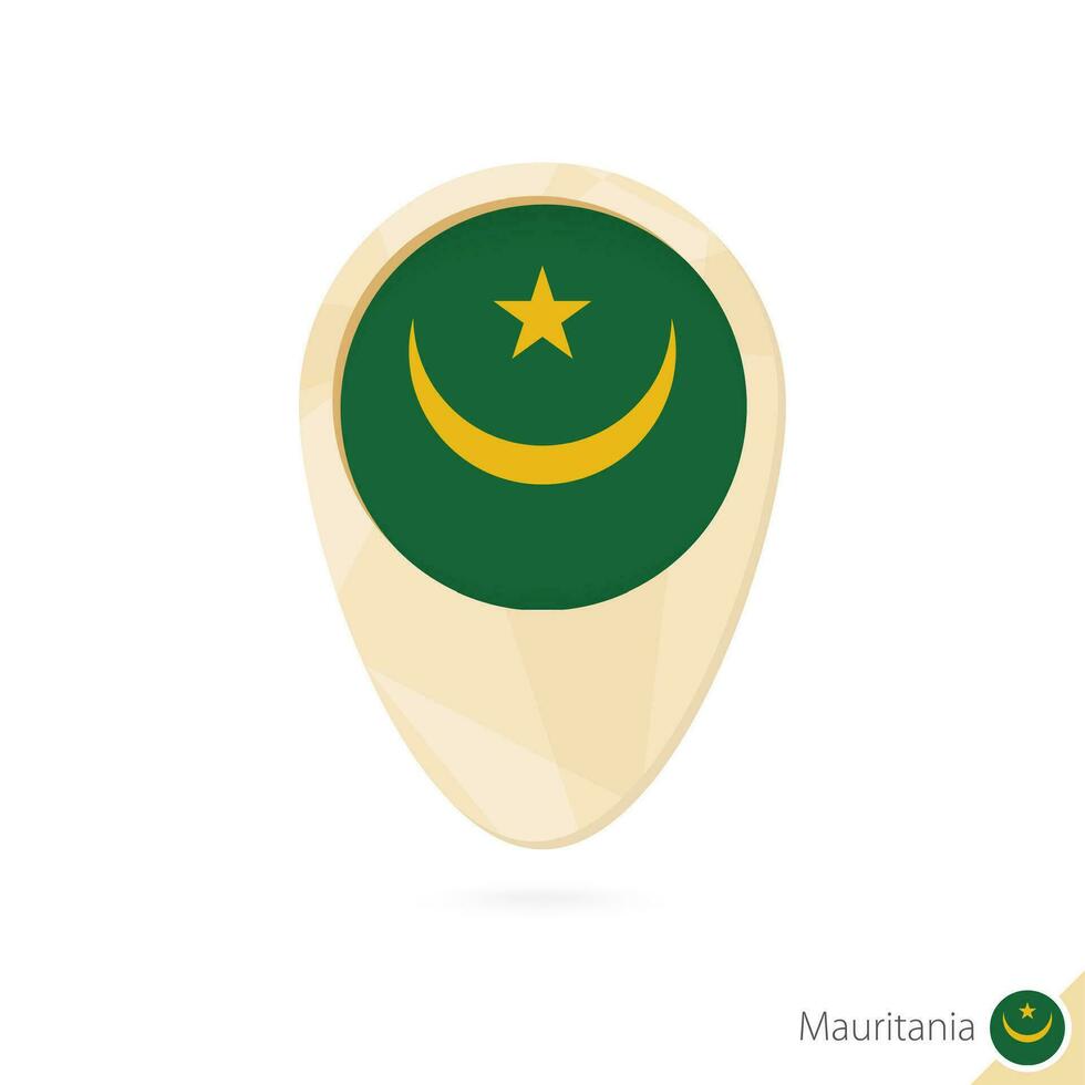 Map pointer with flag of Mauritania. Orange abstract map icon. vector