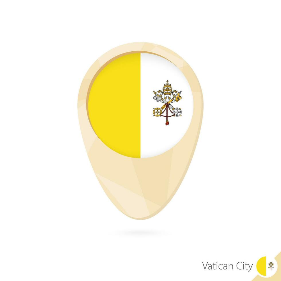 Map pointer with flag of Vatican City. Orange abstract map icon. vector