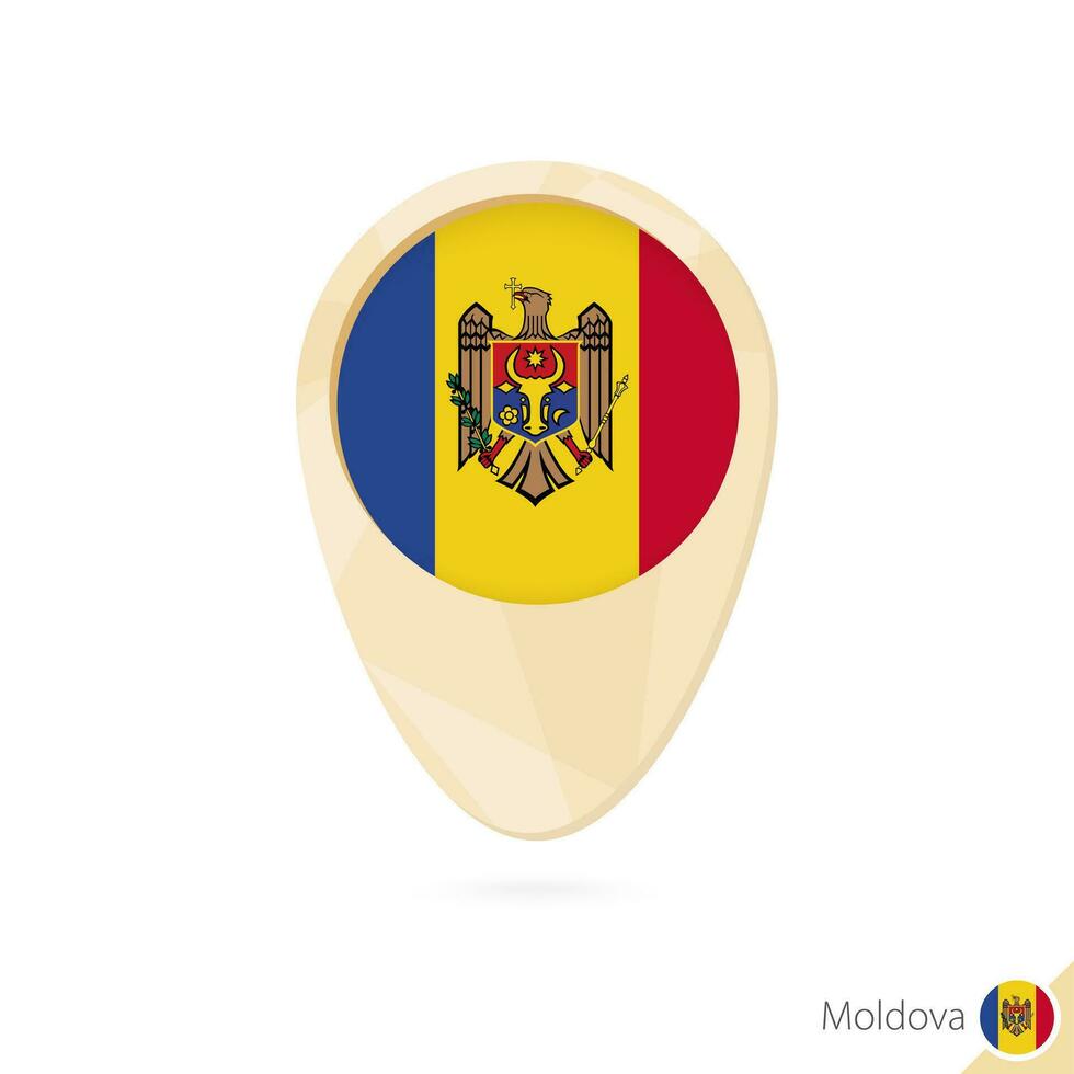 Map pointer with flag of Moldova. Orange abstract map icon. vector