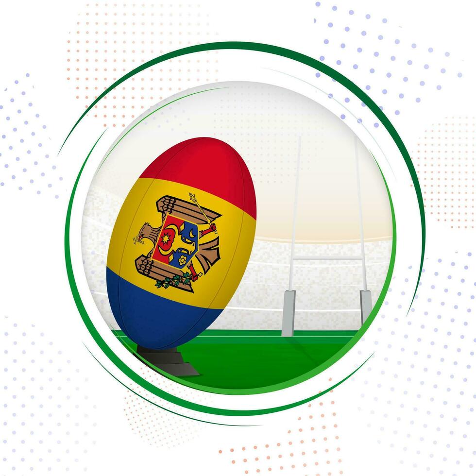 Flag of Moldova on rugby ball. Round rugby icon with flag of Moldova. vector