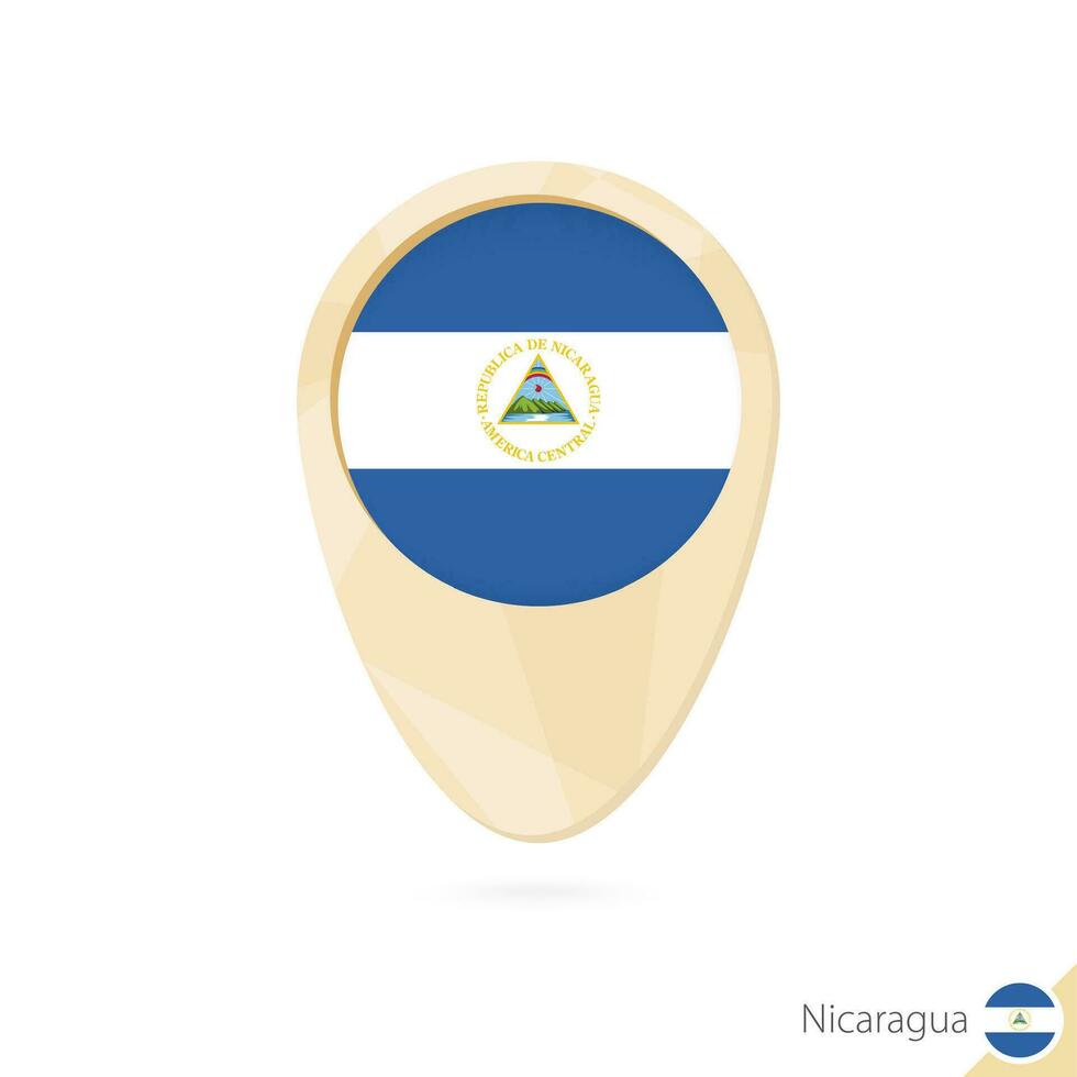 Map pointer with flag of Nicaragua. Orange abstract map icon. vector